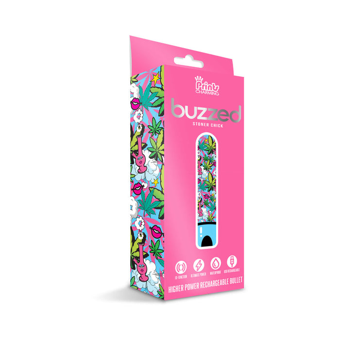 Prints Charming Buzzed Rechargeable 3.5" Bullet - Stoner Chick - Blue | SexToy.com