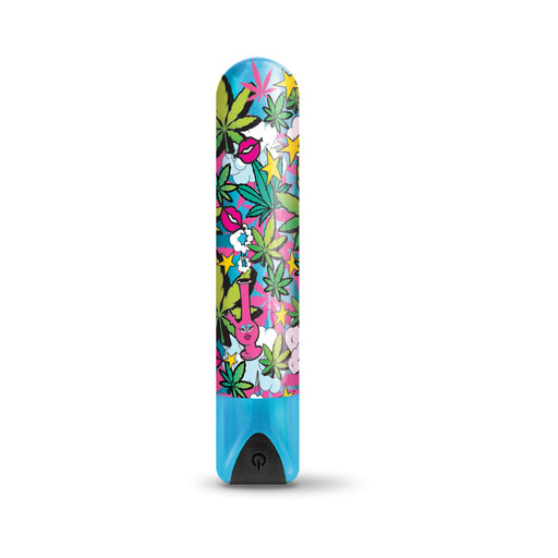 Prints Charming Buzzed Rechargeable 3.5" Bullet - Stoner Chick - Blue | SexToy.com