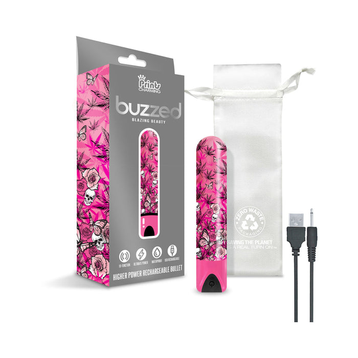 Prints Charming Buzzed Rechargeable Bullet - Blazing Beauty - Pink | SexToy.com