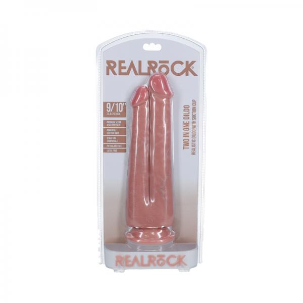 Realrock Two In One 9 In. / 10 In. Dildo Beige