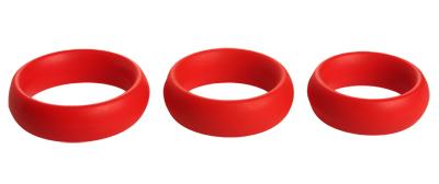 3 Piece Silicone C Ring Set - Red