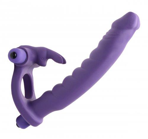 Double Delight Dual Penetration Vibrating Rabbit C Ring | SexToy.com