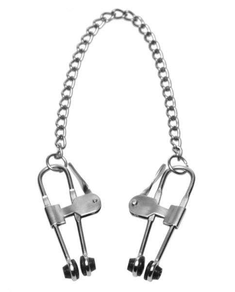 Intensity Nipple Press Clamps With Chain Metal Silver | SexToy.com