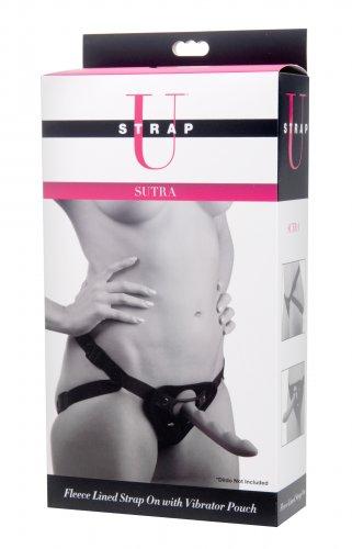 Sutra Fleece Lined Strap On Vibrator Pouch Black | SexToy.com
