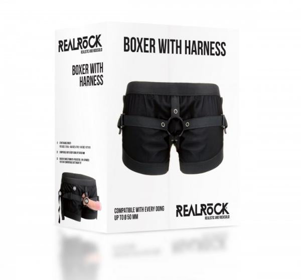 Realrock Boxer with Harness Black O/S | SexToy.com