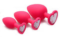 Pink Hearts 3 Piece Silicone Anal Plugs with Gems | SexToy.com
