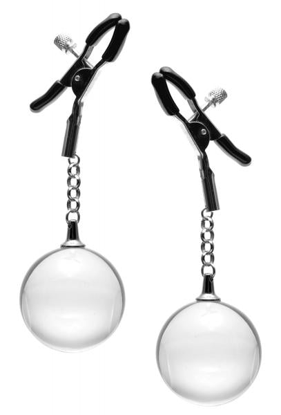 Spheres Adjustable Nipple Clamps Weighted Clear Orbs | SexToy.com