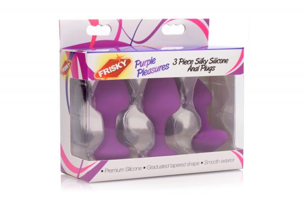 Purple Pleasures 3 Piece Silicone Anal Plugs | SexToy.com