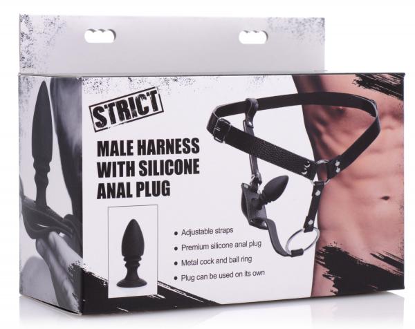 Male Cock Ring Harness With Silicone Anal Plug | SexToy.com