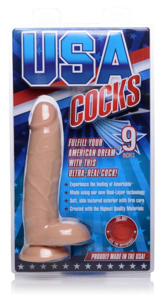 USA Cocks 9 Inches Ultra Real Dual Layer Beige Dildo | SexToy.com