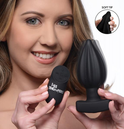 The Assterisk 10x Ribbed Silicone Remote Control Vibrating Butt Plug | SexToy.com