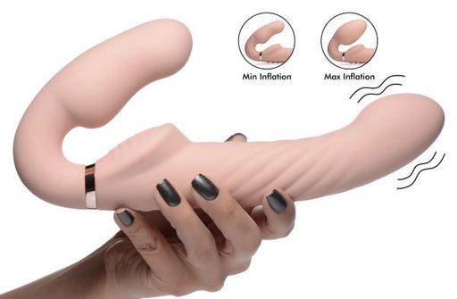 Ergo-fit Twist Inflatable Vibrating Silicone Strapless Strap-on - Beige | SexToy.com
