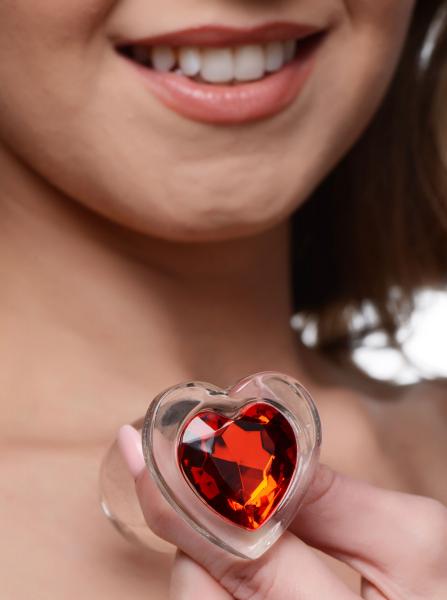 Red Heart Gem Glass Anal Plug - Medium | SexToy.com