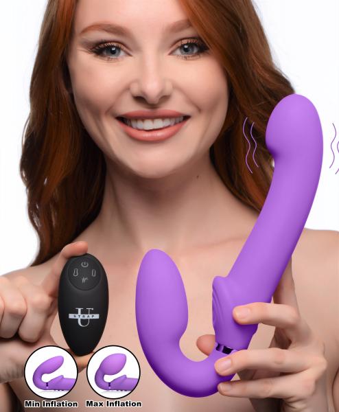 10x Remote Control Ergo-fit G-pulse Inflatable And Vibrating Strapless Strap-on - Purple | SexToy.com