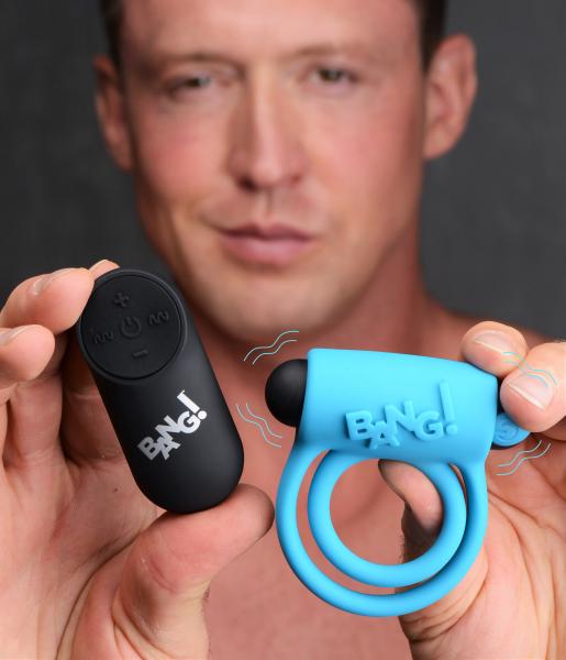 Remote Control 28x Vibrating Cock Ring And Bullet - Blue | SexToy.com
