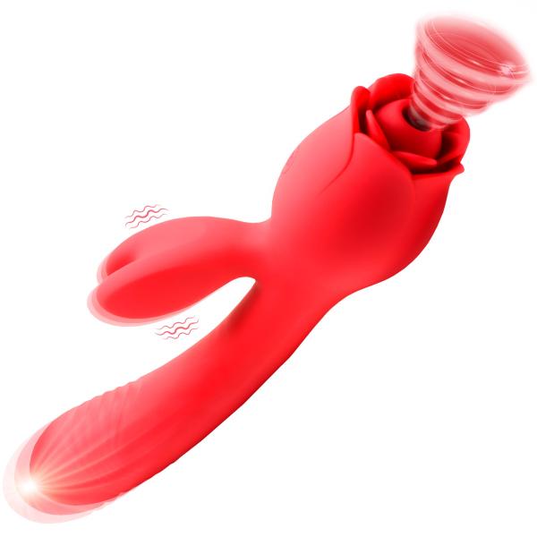 Blooming Bunny Sucking And Thrusting Silicone Rabbit Vibrator