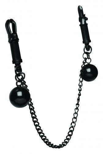 Nipple Clamps With Ball Weights And Chain Black | SexToy.com