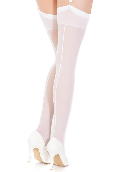 Sheer Thigh High Stockings with Back Seam White O/S | SexToy.com
