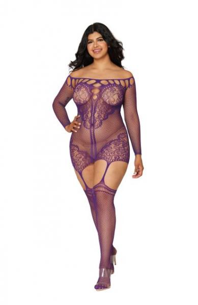 Scalloped Lace Garter Dress Aubergine Q/s