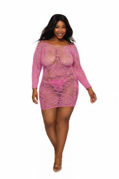 Seamless Leopard Bodystocking W/ Rhinestones Milkshake Pink Q/s