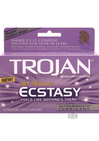 Trojan her pleasure ecstasy condoms - box of 10 | SexToy.com