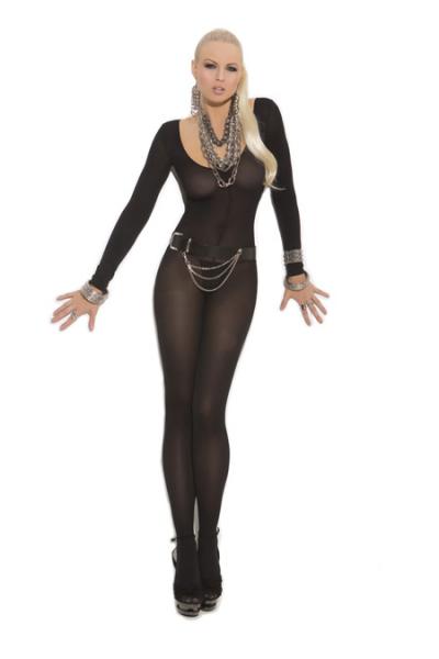 Sheer Long Sleeves Bodystocking Black O/S | SexToy.com