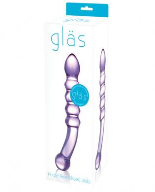 Purple Rain Ribbed Glass Dildo | SexToy.com