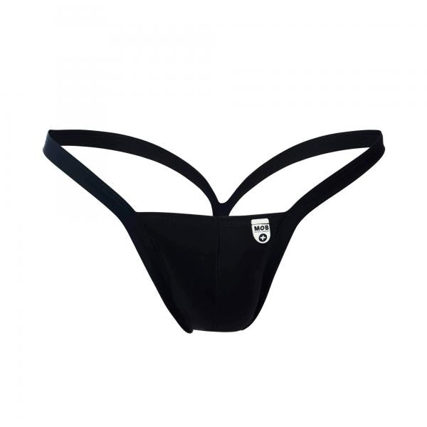 Male Basics Y Buns Thong Black Lg