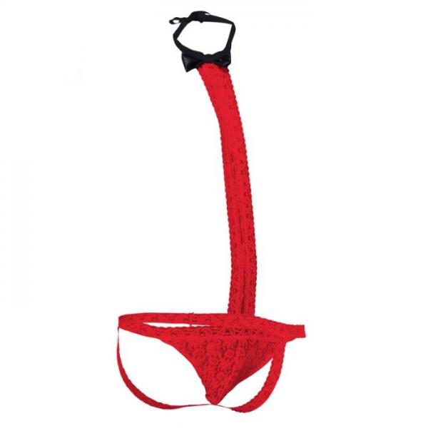 Mob Tuxedo Lace Thong Red L/xl