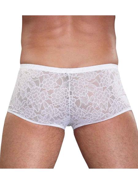 Male Power Mini Shorts Stretch Lace White XL | SexToy.com