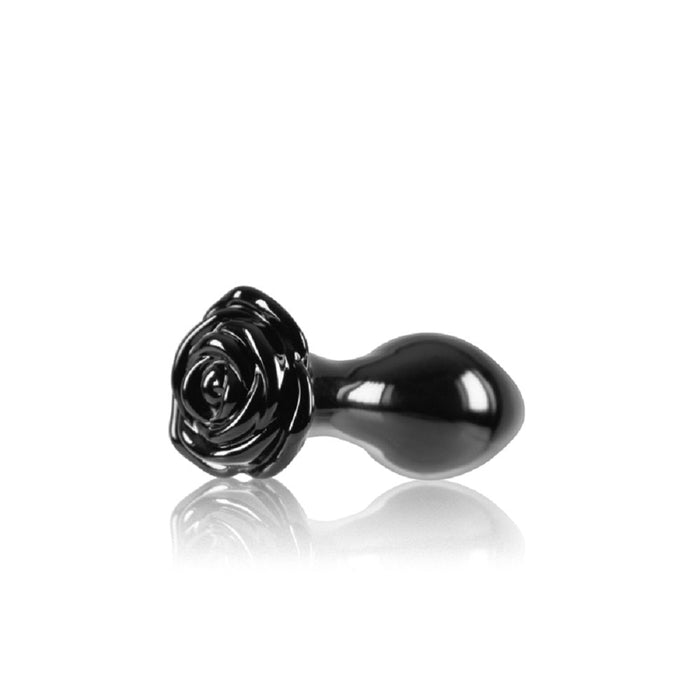 Crystal Rose Glass Anal Plug Black | SexToy.com