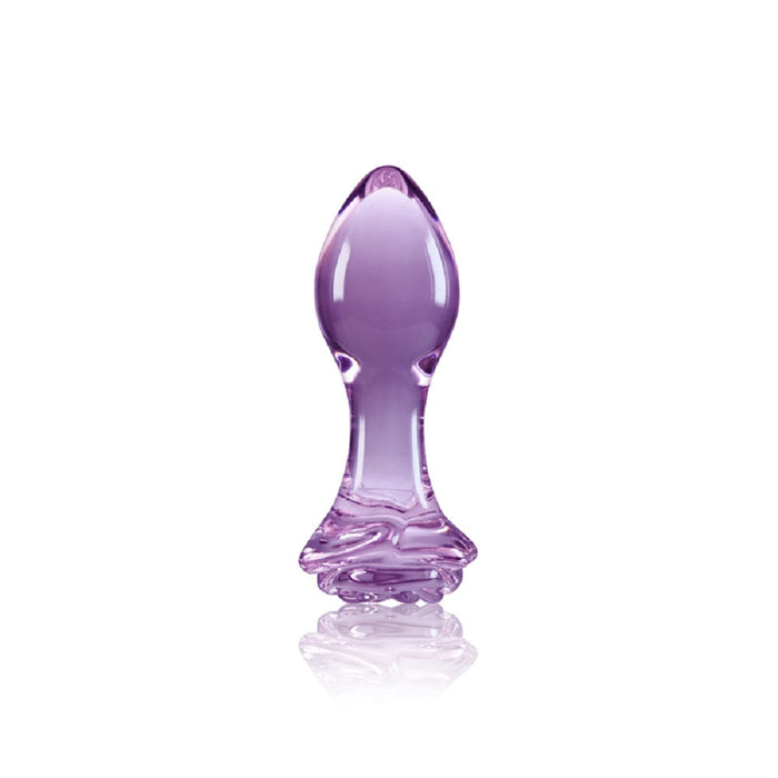 Crystal Rose Glass Anal Plug Purple | SexToy.com