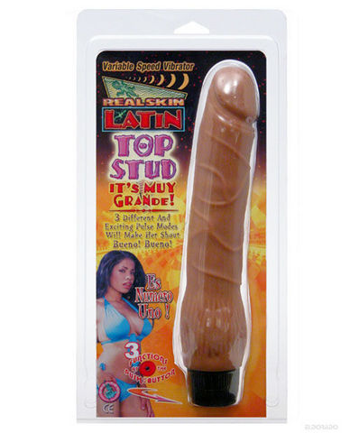 Real Skin Latin Top Stud Vibrator 9 Inch Flesh | SexToy.com
