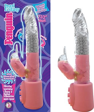 Pearl Ecstasy Penguin Vibrator 7.5 Inch Pink | SexToy.com