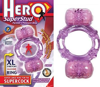 Hero Super Stud Partners Pleasure Ring XL Stretchy Silicone Ring Purple | SexToy.com