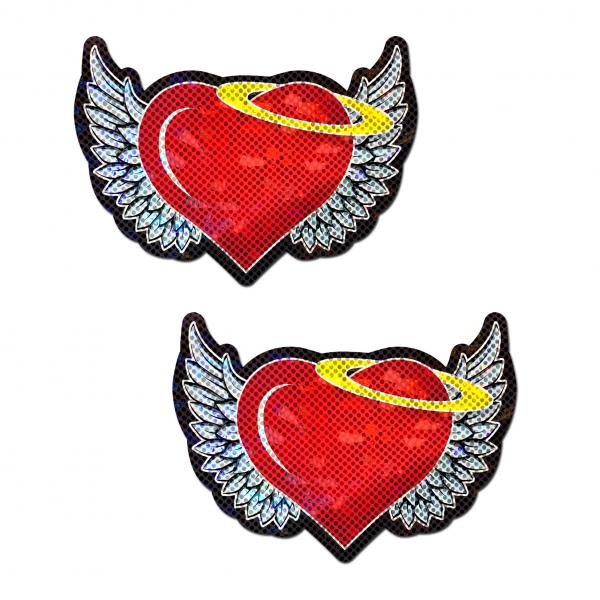 Pastease Angel Heart Red Glitter Hearts W/ Wings | SexToy.com