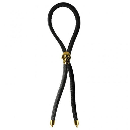 C-Cing Lasso Gold Skull Bead Leather Strap Black | SexToy.com