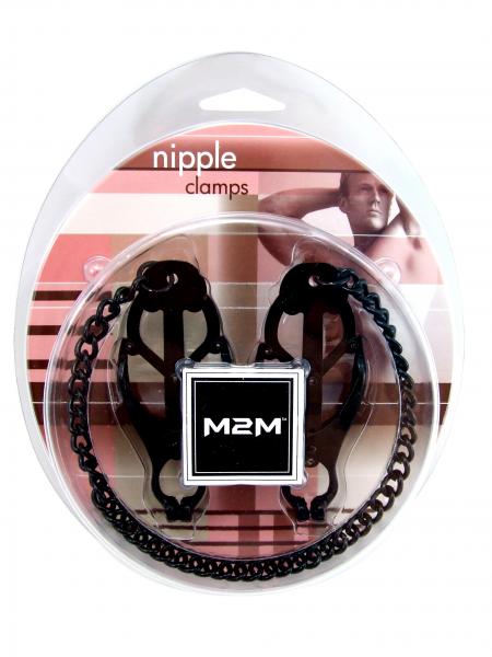 M2M Nipple Clamps Jaws With Chain Black