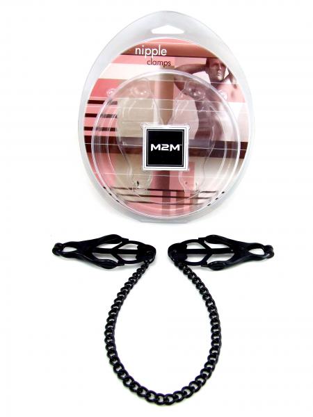 M2M Nipple Clamps Jaws With Chain Black