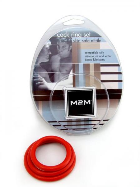 M2M Cock Ring Nitrile 3 Pieces Set Red