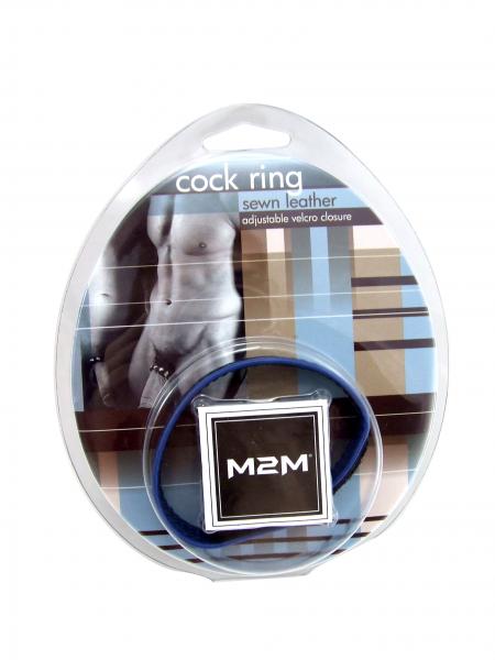 M2M Leather Velcro Cock Ring Black Blue
