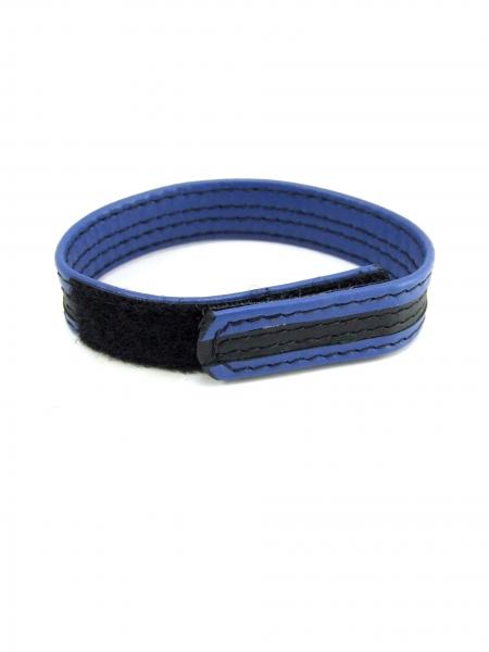 M2M Leather Velcro Cock Ring Black Blue
