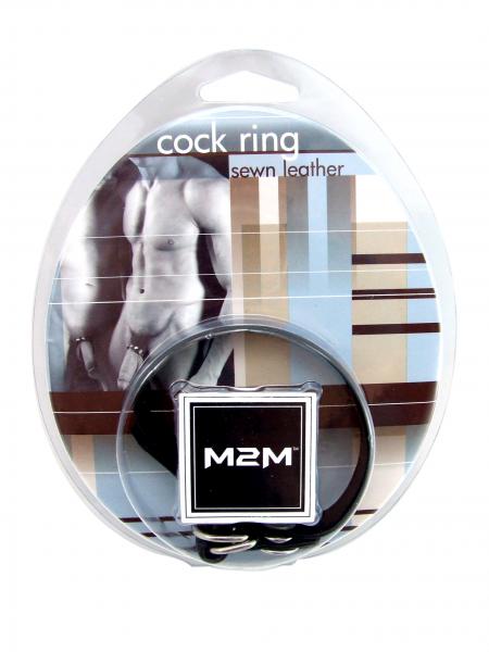 M2M Cock Ring Leather D-Ring Snap Release Black