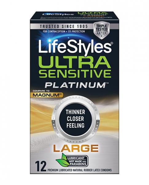 Lifestyles Ultra Sensitive Platinum Large 12 Pk | SexToy.com