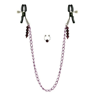 Nipple Clamps- Purple Chain with Navel Ring | SexToy.com