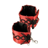 Tantric Satin Ties Ankle Cuffs Red with Black | SexToy.com