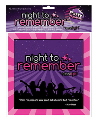 Night to remember standard 6.5in napkins (10 pack) by sassi girl | SexToy.com