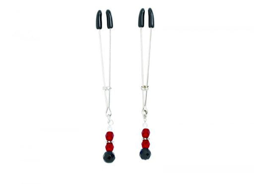 Red Beaded Nipple Clamps With Tweezer Tip - Red | SexToy.com