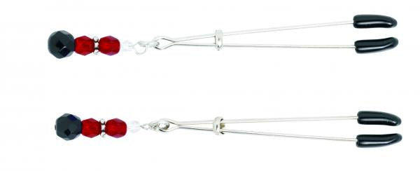 Red Beaded Nipple Clamps With Tweezer Tip - Red | SexToy.com