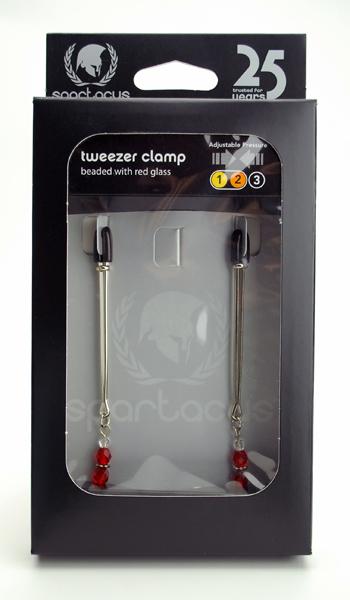 Red Beaded Nipple Clamps With Tweezer Tip - Red | SexToy.com